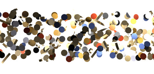 Multicolored paper confetti on transparent background.