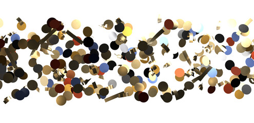 Multicolored paper confetti on transparent background.