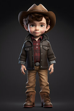 Hyperealistic cartoon Little Boy Sheriff Character 3D