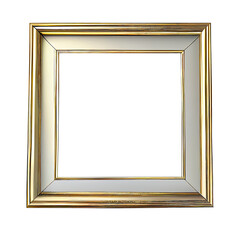 Simple gold frame isolated on the white background. PNG