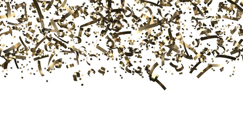 Glittering golden confetti png. Glittering golden confetti falls from above on transparent background. Celebrate festivals.