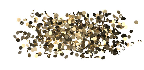 Gold confetti background, isolated on transparent background