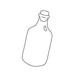Vector isolated one single simple minimal glass jar with stopper  colorless black and white contour line easy drawing