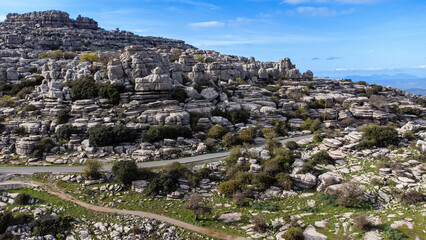 Aerial view of Torcal de Antequera. Malaga province, Andalusia, Spain.