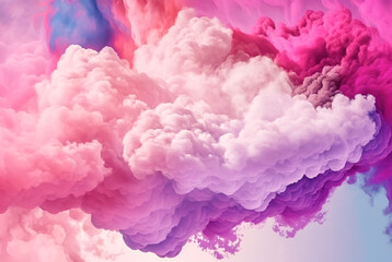 Abstract colorful pink soft pastel color cloud background, multicolored ink drop fluid motion in water, AI Generated