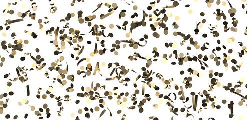 Golden serpentine confetti on transparent background. luxury isolated