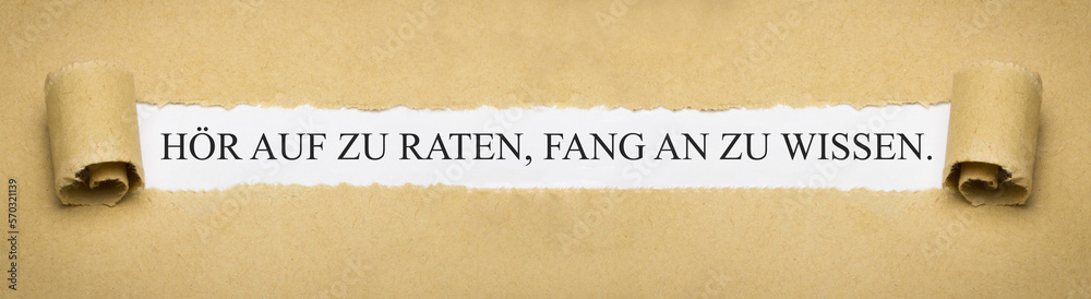 Poster Hör auf zu raten, fang an zu wissen