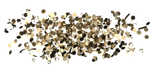 Gold confetti background, isolated on transparent background