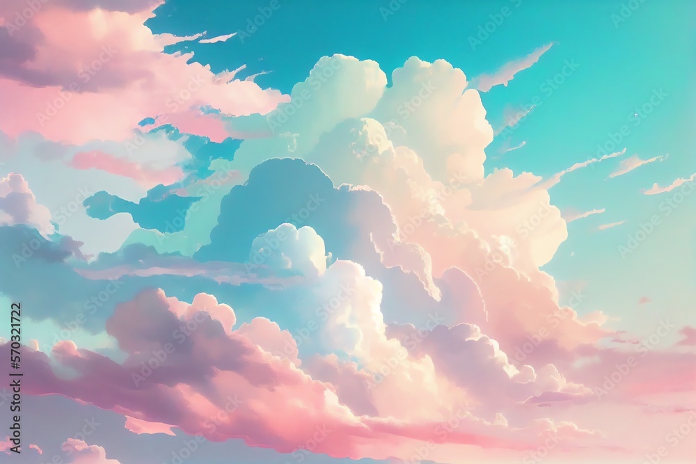 Wall mural beautiful sky and clouds in soft pastel color. soft cloud in the sky background. generative ai