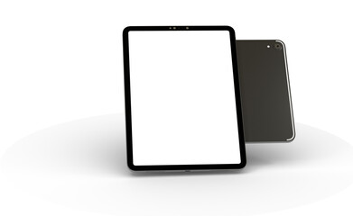 Modern black tablet computer isolated on white background. Tablet pc