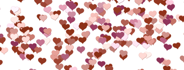 3D illustration of hearts falling