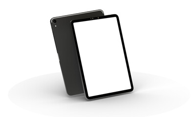 Modern black tablet computer isolated on white background. Tablet pc