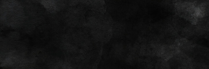 Panorama view dark concrete textured wall background. black grunge cement wall texture for interior design. dark edges.copy space for add text.