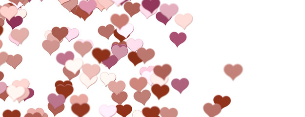 Falling love heart confetti 3d illustration