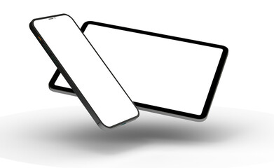 Realistic horizontal black tablet pc pad computer mockups © vegefox.com