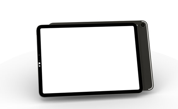 Realistic horizontal black tablet pc pad computer mockups