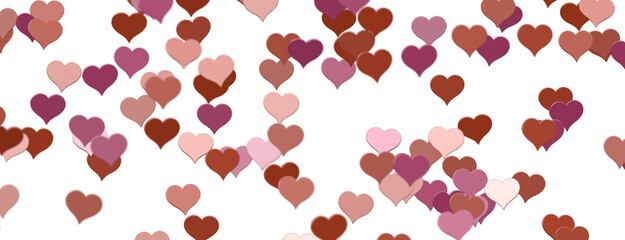 Falling love heart confetti 3d illustration