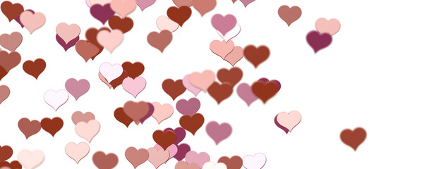 Falling red and pink hearts isolated on transparent background. Valentine’s day design.