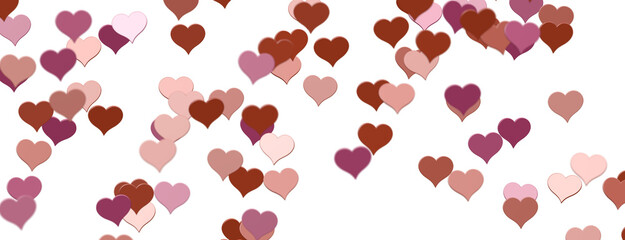 Falling red and pink hearts isolated on transparent background. Valentine’s day design.