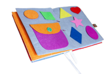 open sewn rag children's book, on a isolated background