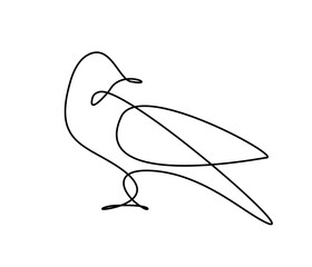 Bird logo one line. Bird flying continuous outline icon. Dove emblem minimalism.