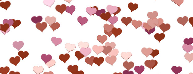 Falling red and pink hearts isolated on transparent background. Valentine’s day design.