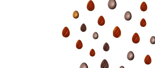 golden and silver eggs isolated on white background with shadow. Easter eggs