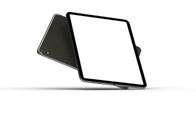 Photo 3D brandless tablet with empty screen isolated