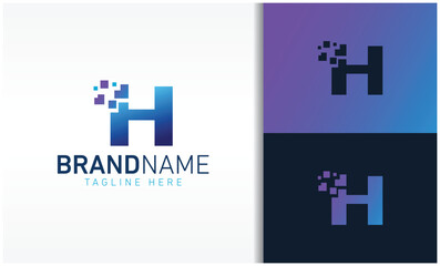 Obraz premium letter H pixels logo