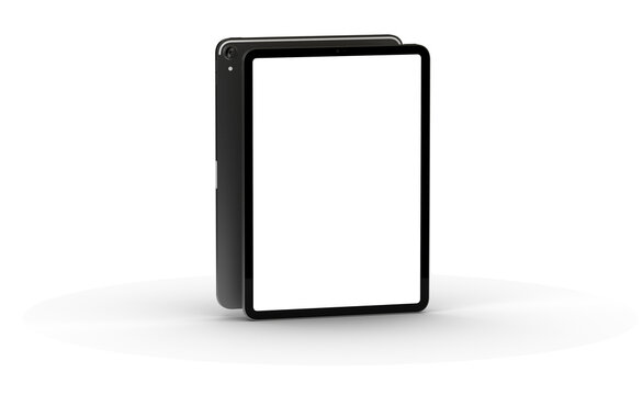 Photo 3D brandless tablet with empty screen isolated