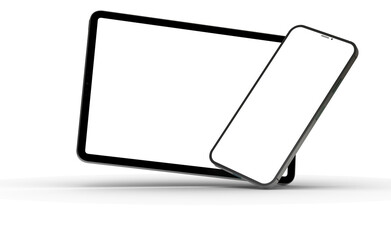 Naklejka na ściany i meble Photo White tablet, isolated on 3d background