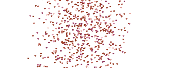 3D illustration of hearts falling