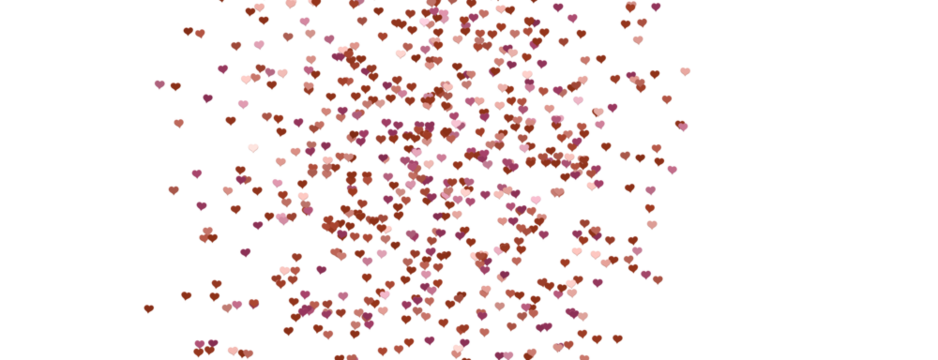 3D illustration of hearts falling