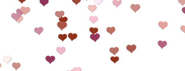 hearts on a transparent background. 3D rendering. for valentine's day and wedding. PNG Rain from hearts.