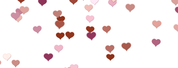 hearts on a transparent background. 3D rendering. for valentine's day and wedding. PNG Rain from hearts.
