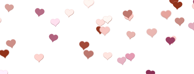 hearts on a transparent background. 3D rendering. for valentine's day and wedding. PNG Rain from hearts.