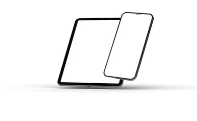 Photo Black tablet computer with blank 3d