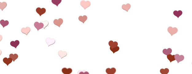 hearts on a transparent background. 3D rendering. for valentine's day and wedding. PNG Rain from hearts.