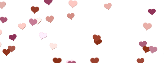 hearts on a transparent background. 3D rendering. for valentine's day and wedding. PNG Rain from hearts.