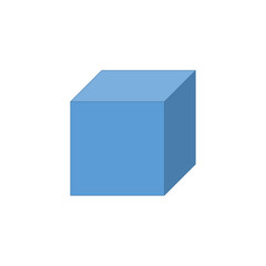Cube figure isolated on white background. Blue geometric figure. Math. Geometry object