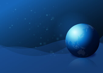 地球とウェーブ青背景