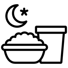 fasting meal ilustration with outline