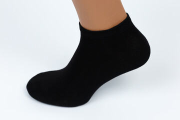 Socks on a white background. Socks on the leg.