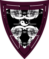 Yin Yang sign. Coat of arms, emblem, shield, tattoo design