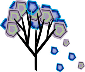 Blooming Acacia, Abstract tree, geometric tree, logo, icon