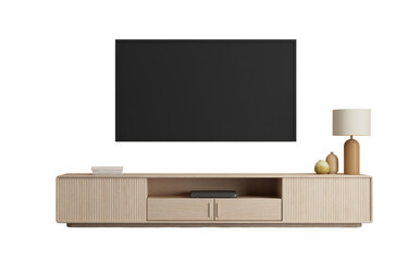 TV stand with TV on the wall