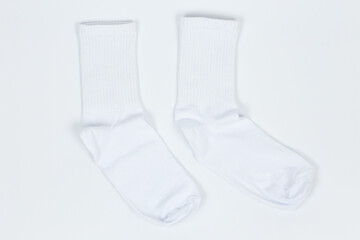 Socks on a white background. Socks on the leg.