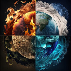 Earth making up of the four major elements - Earth, Fire, Wind and Water	
