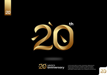 Number 20 gold logo icon design, 20th birthday logo number, 20th anniversary.