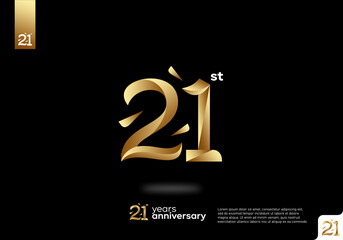 Number 21 gold logo icon design, 21st birthday logo number, 21st anniversary.